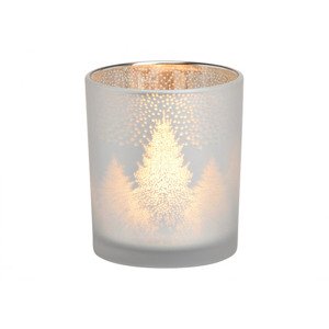 Stříbrný skleněný svícen WINTER FOREST