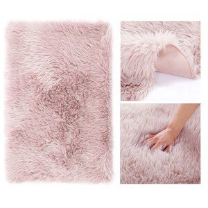 Huňatý pudrově růžový koberec DOKKA Rozměr: 50 x 150 cm
