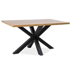 Černý jídelní stůl s dubovou deskou CROSS 180x90