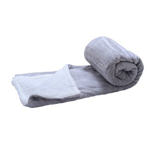Luxusní světle šedá beránková deka z mikroplyše, 180 x 200 cm