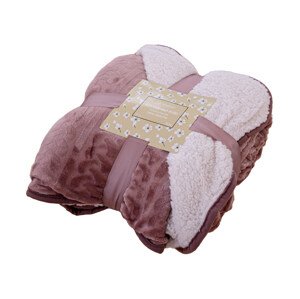 Luxusní růžová beránková deka z mikroplyše se vzorem, 180x200 cm