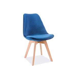 Tmavě modrá židle s dubovými nohami DIOR VELVET