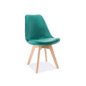 Zelená židle s dubovými nohami DIOR VELVET