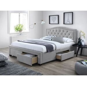 Šedá čalouněná postel ELECTRA 180 x 200 cm