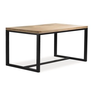 Černý jídelní stůl s dubovou deskou LORAS A 150x90