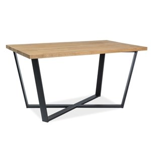 Černý jídelní stůl s dubovou deskou MARCELLO 180x90