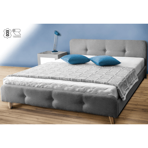 Šedá čalouněná postel AMELIA 160 x 200 cm