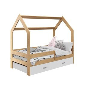 Dětská postel DOMEČEK D3 borovice 80 x 160 cm Matrace: Matrace EASYSOFT 8 cm, Rošt: S lamelovým roštem, Úložný box: Bez úložného boxu