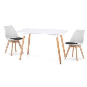 Bílý jídelní set 1 + 2, stůl BERGEN 100 + židle BALI MARK