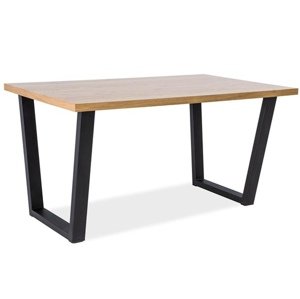 Černý jídelní stůl s dubovou deskou VALENTINO 150x90