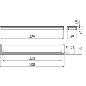 In-Design Průchodka kabelů MERI do stolu hranatá šířka 80 mm - různé délky černá Délka průchodky (mm): 500