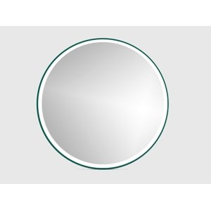 In-Design Zrcadlo RoundLine premium - zelený matný rám, s LED osvětlením Vypínač: Bez vypínače, Průměr zrcadla (mm): 800