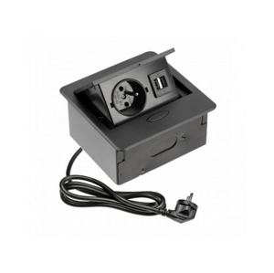 IN-LIGHT Výklopná zásuvka BOX MINI 1x 230V a 2x USB nabíječka černá