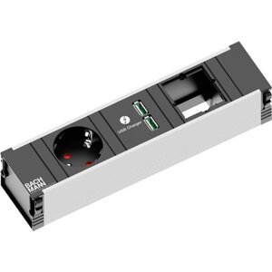 BACHMANN Zásuvková jednotka CONI krátká 1x uživ. modul, 1x 230V, 2x USB nabíječka 912.0171