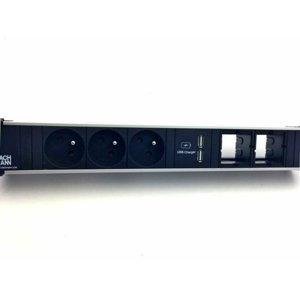 BACHMANN Zásuvková jednotka CONI dlouhá 3x 230V, 2x uživ. modul, 2x USB nabíječka 912.0832