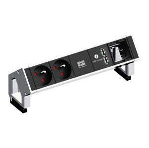 Elektro zásuvka Bachmann Desk 2 2x 230V 2x USB nabíječka 1x uživ. modul nerez 902.432
