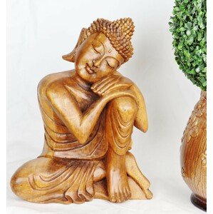 Dřevěná Socha - Spící Buddha 30 cm