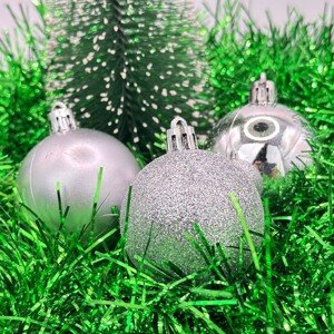Vánoční koule - stříbrná sada