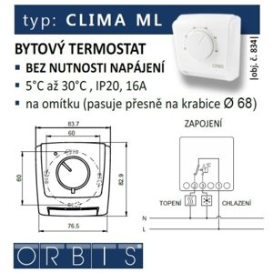 Mechanický termostat Orbis CLIMA ML 1000834