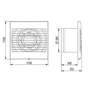 Axiální koupelnový ventilátor se zpětnou klapkou a časovým doběhem Soler&Palau DECOR 100/CRZ