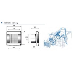 Axiální koupelnový ventilátor s automatickou žaluzií a časovým doběhem Blauberg AUTO 100T
