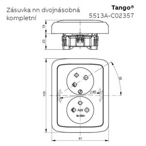 ABB Tango dvojzásuvka béžová 5513A-C02357 D s clonkami
