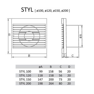 Axiální koupelnový ventilátor DOSPEL STYL 150 S 1020066