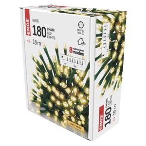 Vánoční osvětlení EMOS D4AW07 ZY2161 180LED řetěz 18m teplá bílá 8 programů svícení