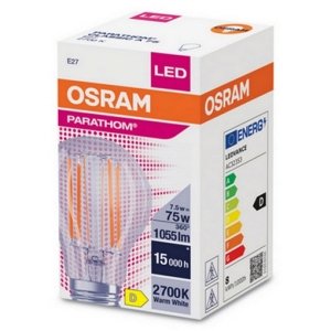 LED žárovka E27 OSRAM Filament CLA FIL 7,5W (75W) teplá bílá (2700K)