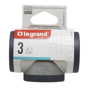 Rozdvojka 3x2P+T Legrand 49438 hliník/tmavě šedá