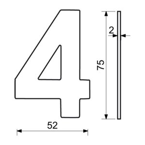 Nerezové domovní číslo v plochém 2D provedení Richter RN.75L.4.CE