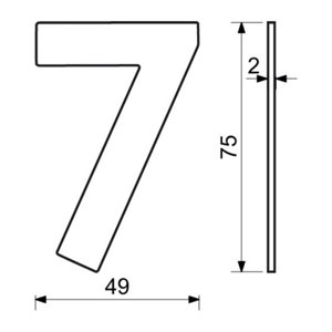 Nerezové domovní číslo v plochém 2D provedení Richter RN.75L.7.CE