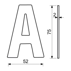 Nerezové domovní číslo písmeno v plochém 2D provedení Richter RN.75L.A.CE