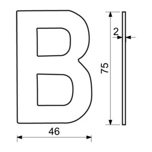 Nerezové domovní číslo písmeno v plochém 2D provedení Richter RN.75L.B.CE