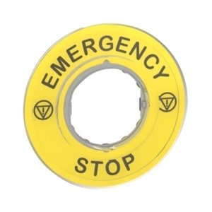 Schneider Electric Harmony kruhový štítek ZBY9320 nouzové zastavení EMERGENCY STOP