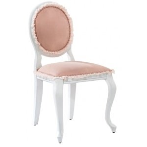 Rustikální čalouněná židle ballerina - bílá/lososová