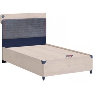 Velká postel s úložným prostorem 120x200cm lincoln - dub/tmavě modrá