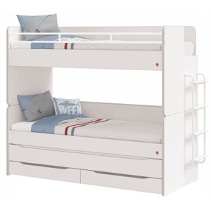 Patrová postel s přistýlkou, úložným prostorem a žebřík pure modular -