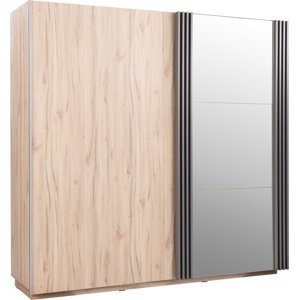 Skříň s posuvnými dveřmi a zrcadlem eliot - dub estana/šedá