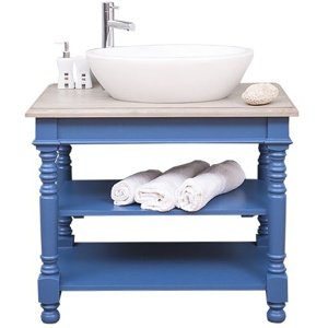 Koupelnová skříňka pro umyvadlo luna 658 - modrá/hnědá