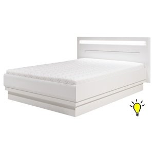 Manželská postel irma 160x200cm s osvětlením - bílá
